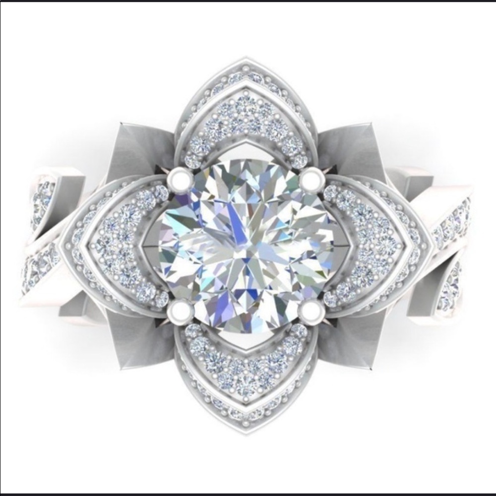 5.4 Ct. AAA Platinum Engagement Ring & Band - Picture 4 of 8